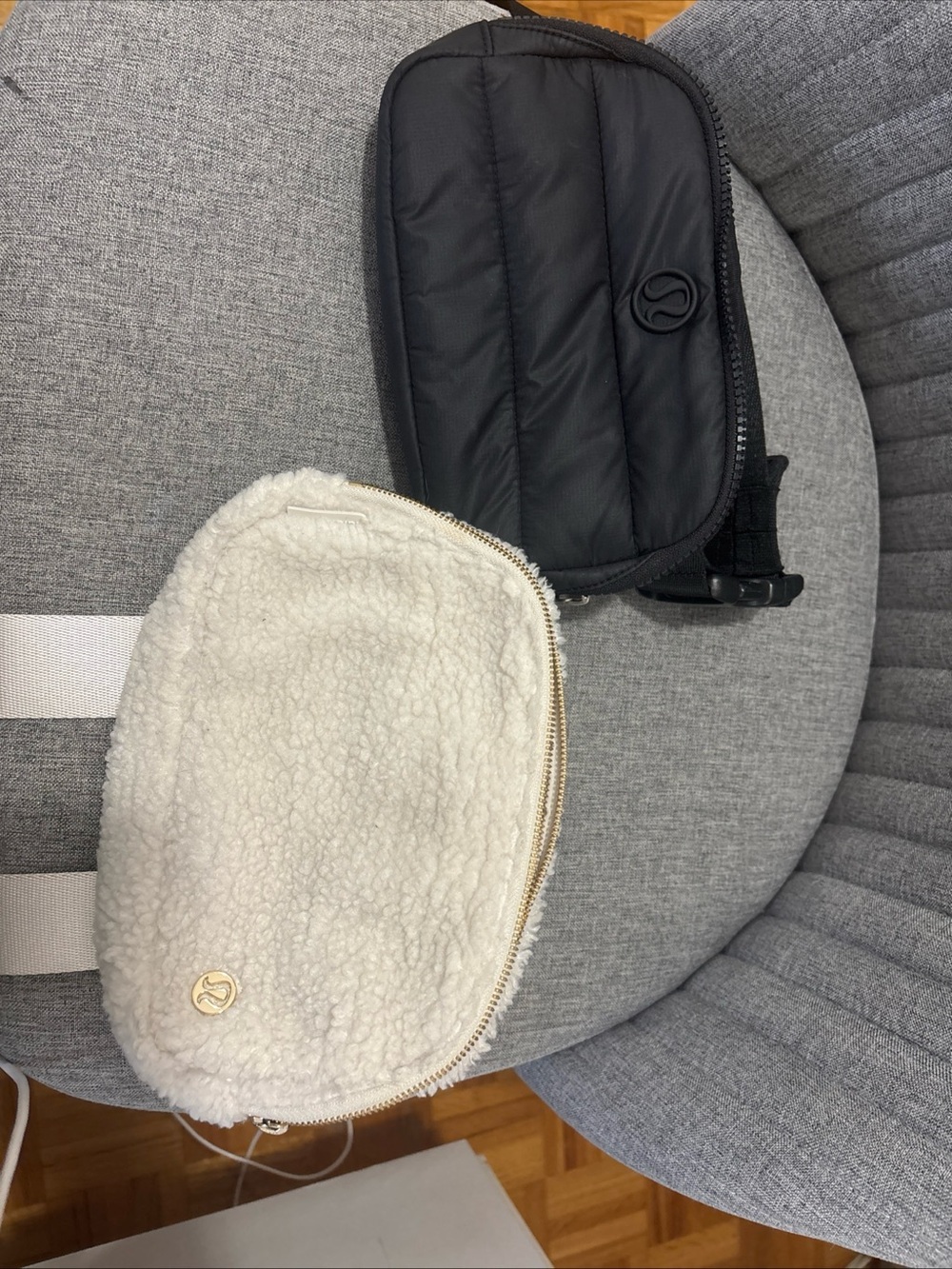 lululemon athletica Cream Quilted Belt Bag with Gold Zipper